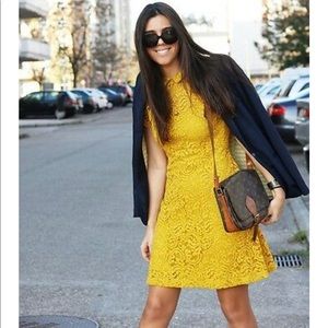 ZARA LACE DRESS W/ FLOUNCE SKIRT PETER PAN COLLAR